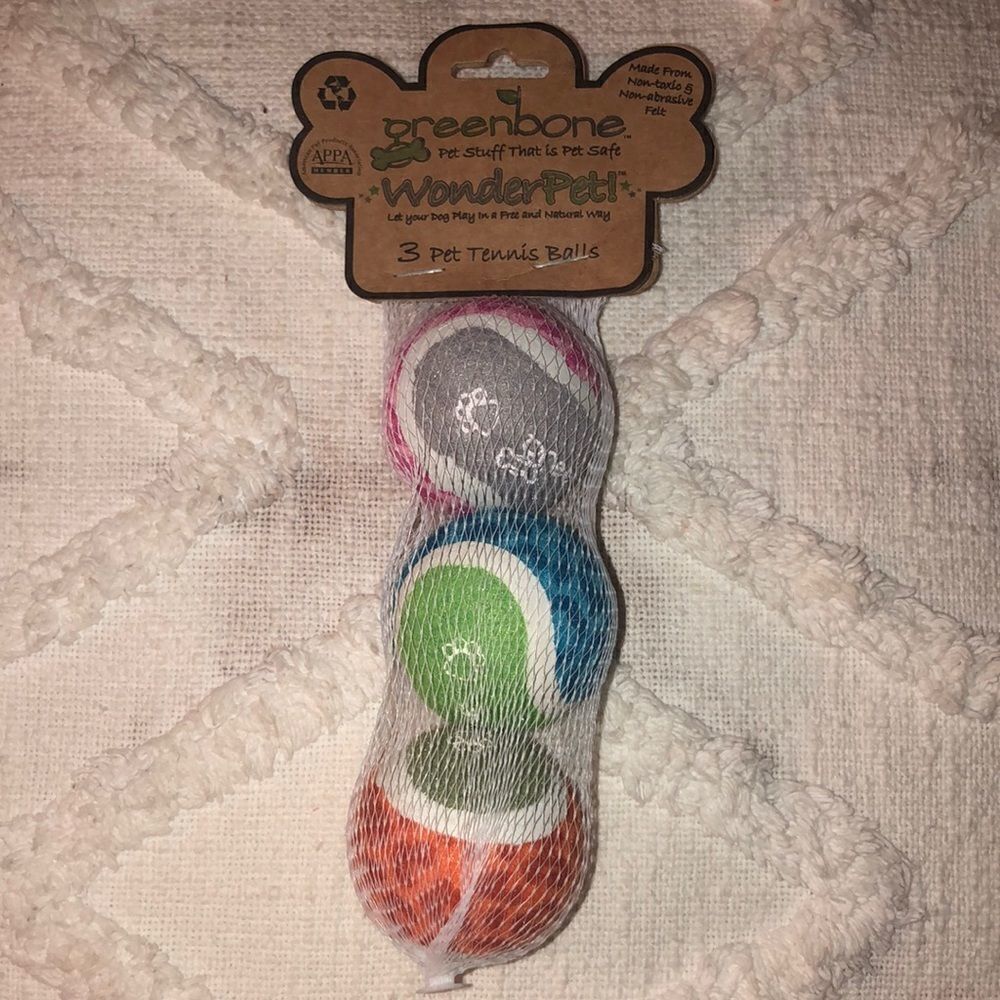 greenbone 3 Pet Tennis Balls Pet Safe Non-Toxic